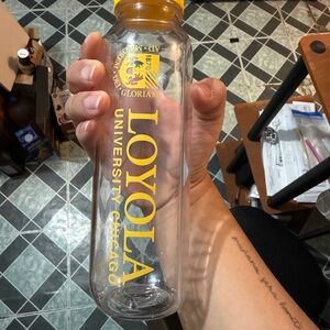 Loyola University Chicago Clear Water Bottle with Yellow Accents